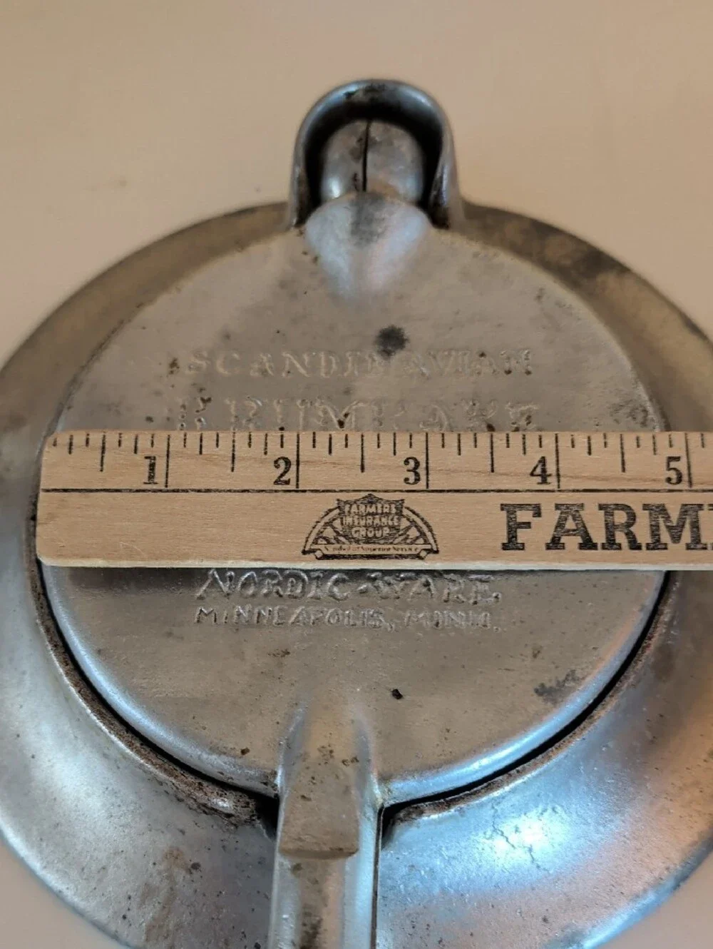 VTG. Nordic Ware Krumcake Iron.Red-Handled Cast Aluminum Stove-Top Ironing Press